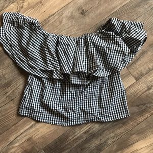 Off the shoulder gingham top